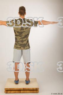 Whole body army tshirt light gray shorts modeling t pose…